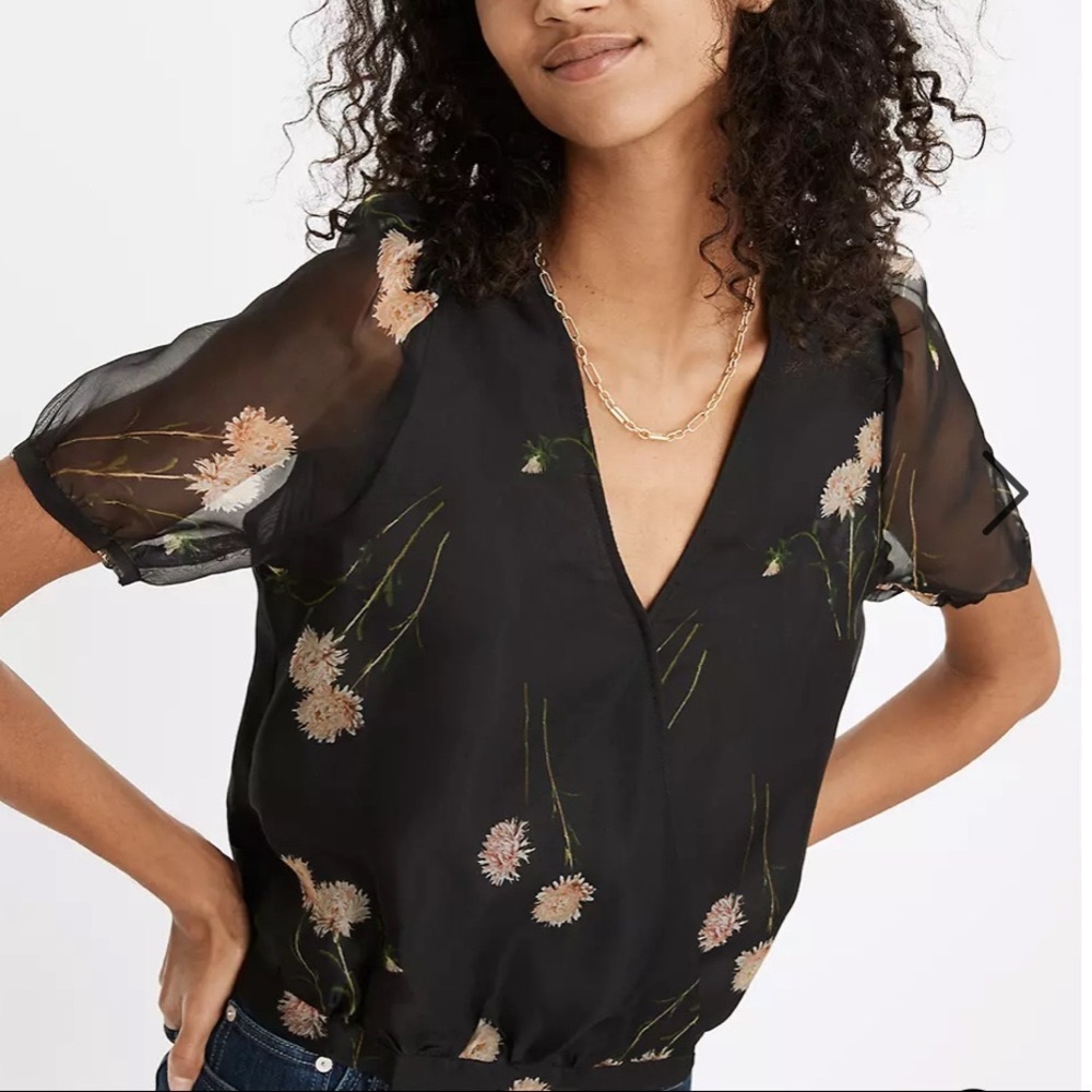 NWT Madewell Silk Organza wrap blouse